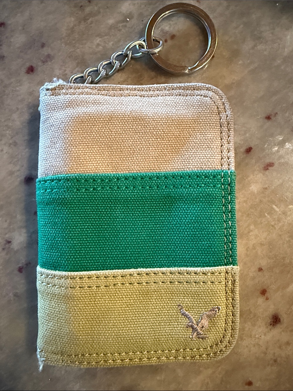 AE Canvas Keychain Card Wallet - Green/Tan
